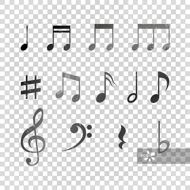 灰色调的音乐音符图片素材