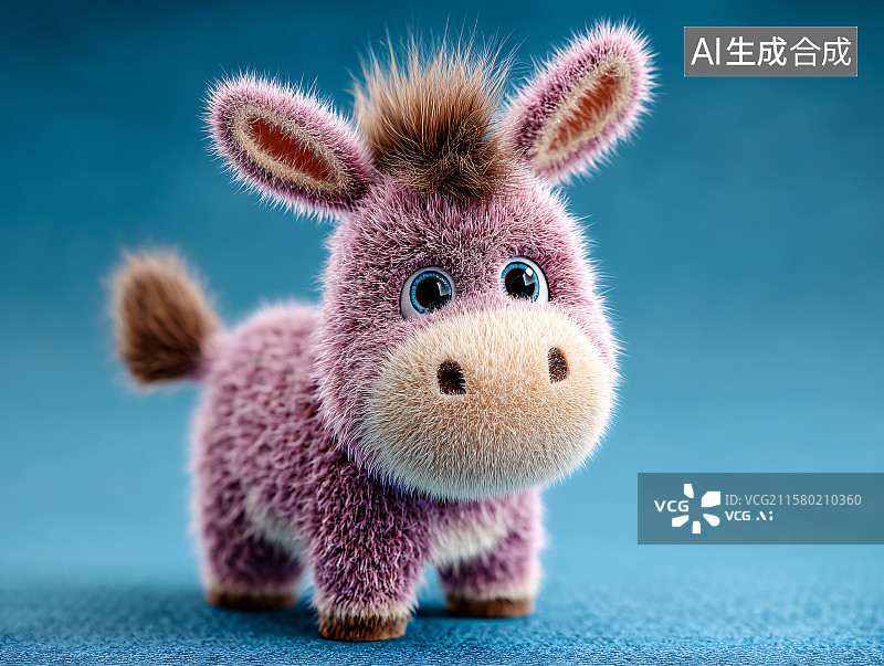 【AI数字艺术】可爱的卡通毛绒玩具小驴图片素材