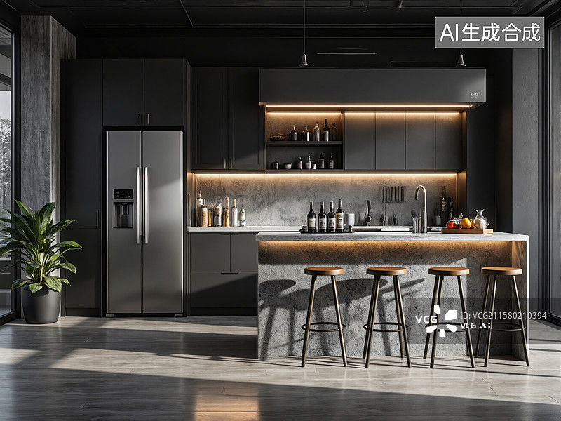 【AI数字艺术】现代厨房设计图片素材