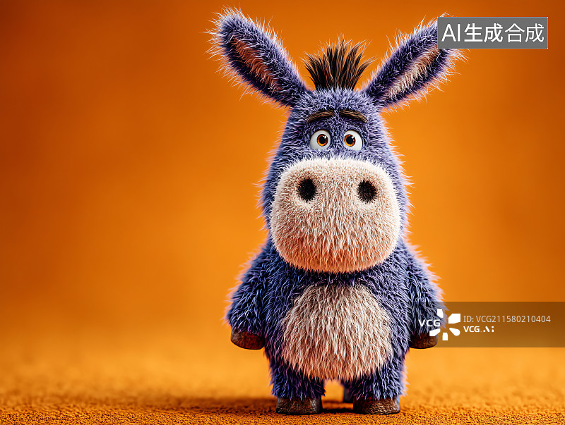 【AI数字艺术】可爱的卡通毛绒玩具小驴图片素材