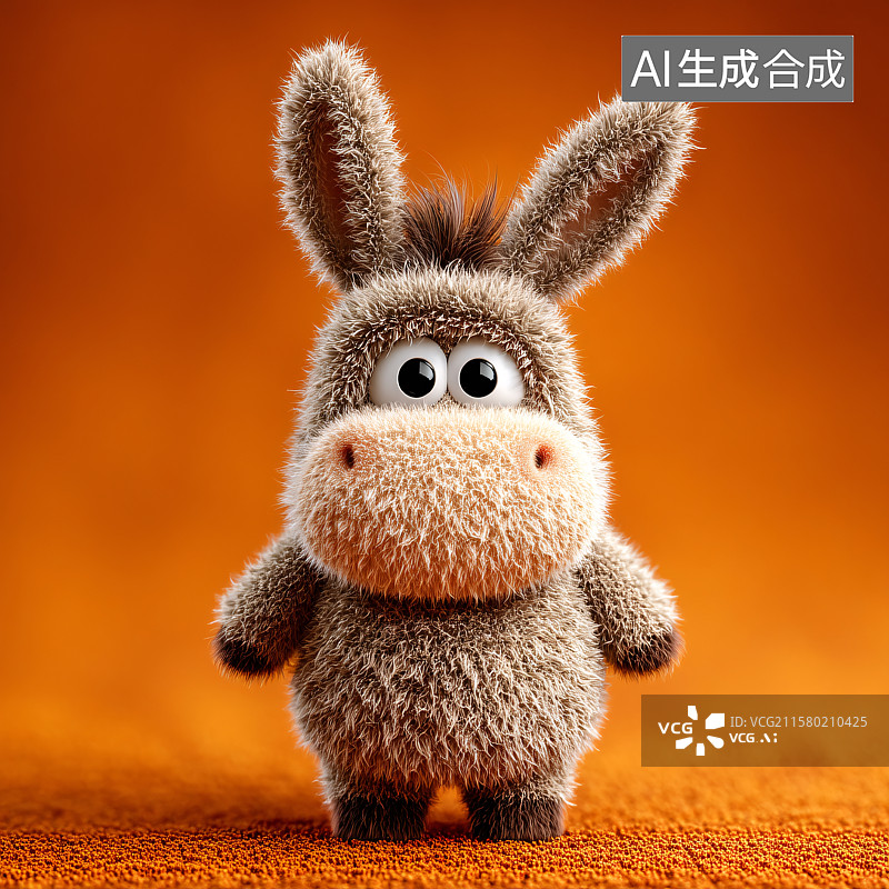 【AI数字艺术】可爱的卡通毛绒玩具小驴图片素材
