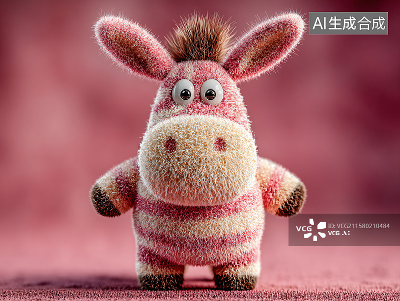【AI数字艺术】可爱的卡通毛绒玩具小驴图片素材
