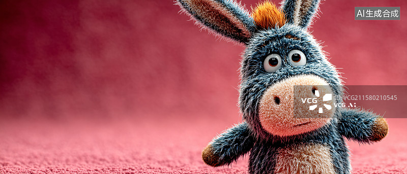 【AI数字艺术】可爱的卡通毛绒玩具小驴图片素材