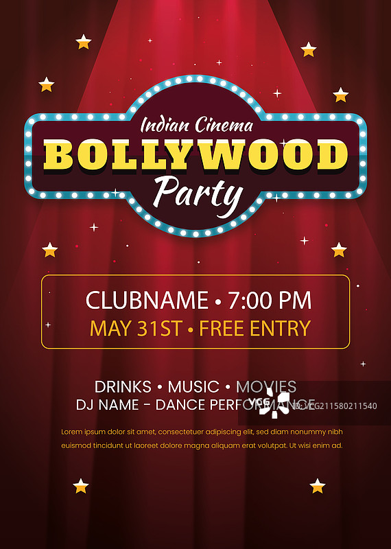 宝莱坞派对海报模板设计图片素材