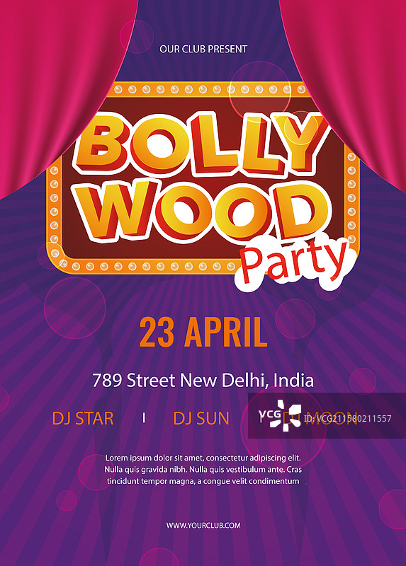 宝莱坞派对海报模板主题图片素材