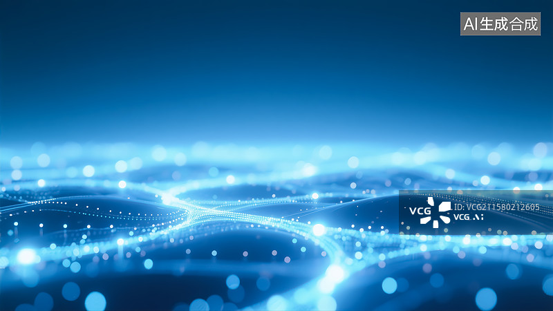 【AI数字艺术】粒子链接网络空间概念插画图片素材
