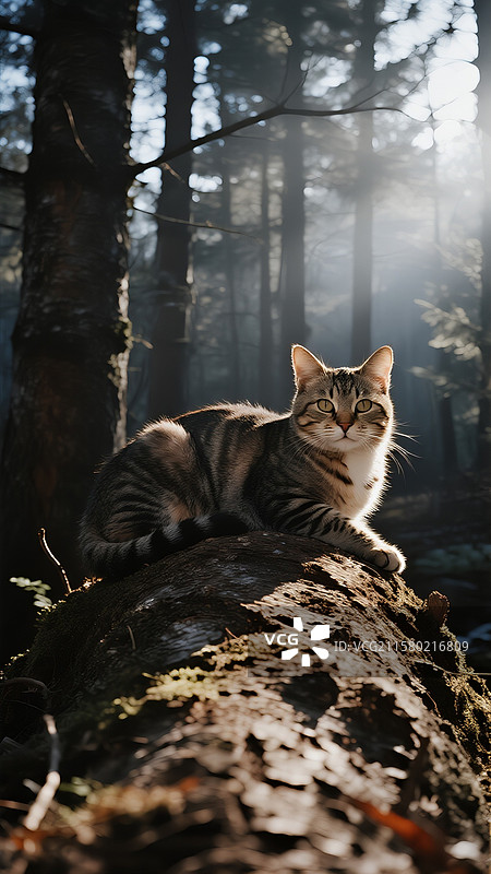 森林里面的小猫咪图片素材