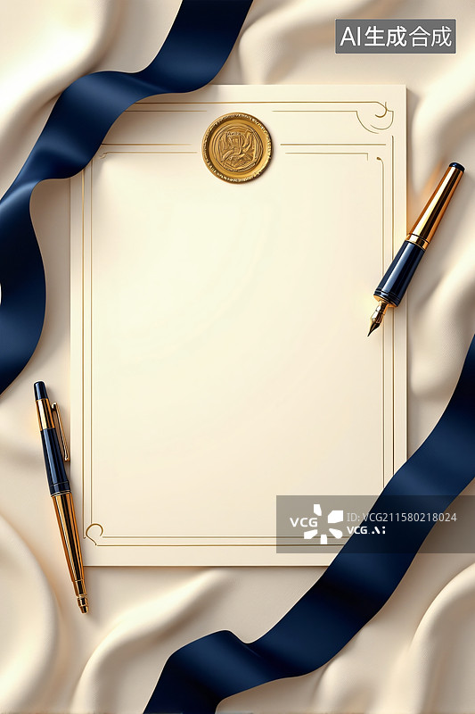 【AI数字艺术】典雅荣誉证书：卓越成就见证图片素材