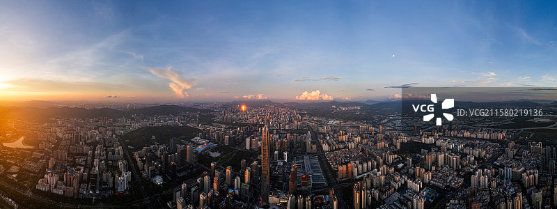 深圳日落金光全景图图片素材