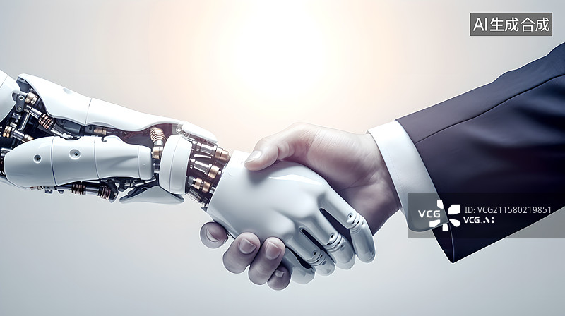 【AI数字艺术】人机协作握手图片素材