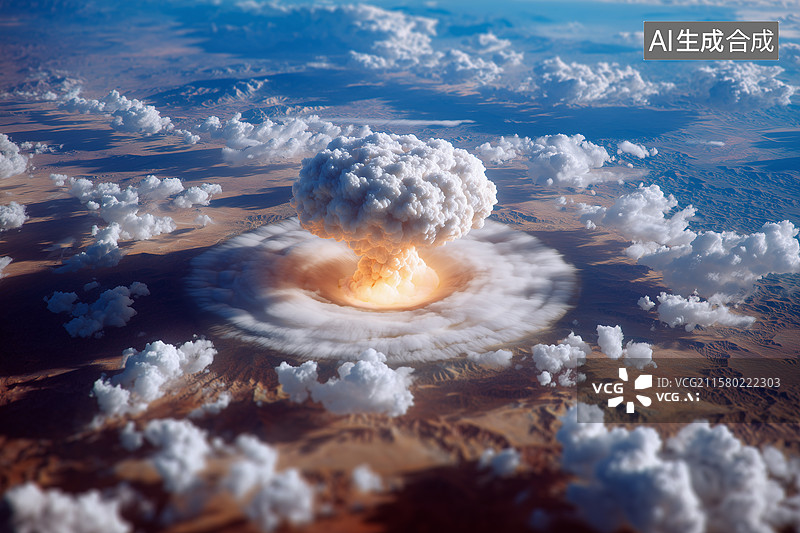 【AI数字艺术】核弹爆炸蘑菇云世界末日图片素材