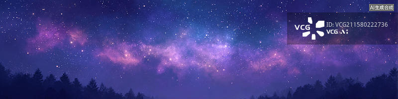 【AI数字艺术】星空森林梦幻夜图片素材