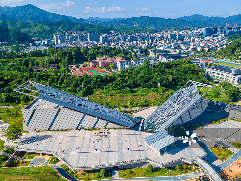 浙江丽水龙泉市城市航拍图图片素材