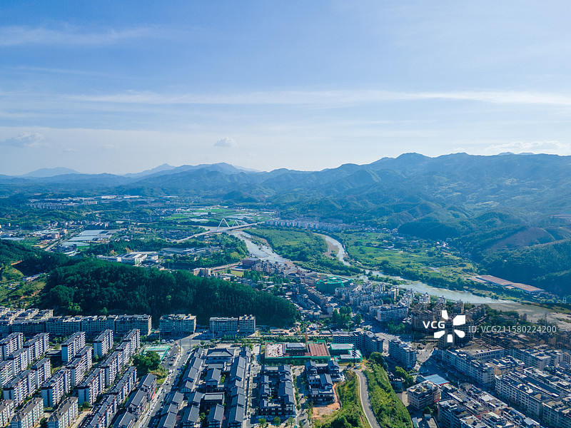 浙江丽水龙泉市城市航拍图图片素材