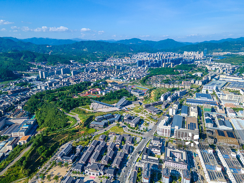 浙江丽水龙泉市城市航拍图图片素材