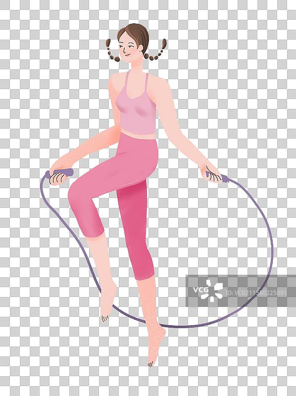 跳绳女孩插画图片素材