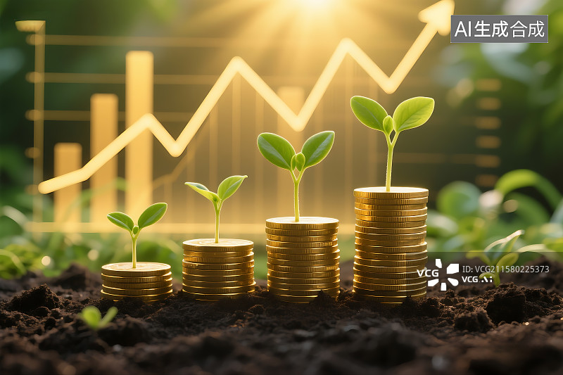 【AI数字艺术】财富增长的场景 金钱 股票上涨 财富管理 金融银行 投资理财 金融广告 银行宣传素材 商业演示背景图片素材