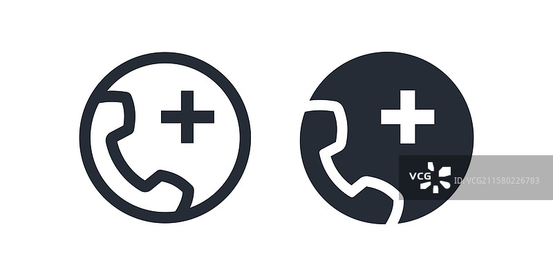 医疗紧急呼叫图标（轮廓和实心）图片素材