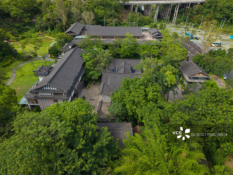 深圳市龙岗区甘坑古镇二十四史书院，航拍建筑风光之美！图片素材