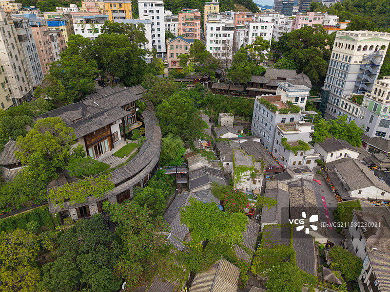 深圳市龙岗区甘坑古镇二十四史书院，航拍建筑风光之美！图片素材