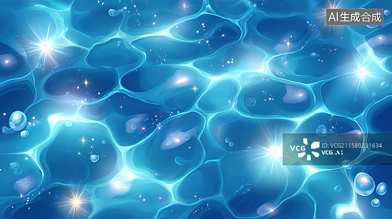 【AI数字艺术】抽象蓝色水纹光效图图片素材