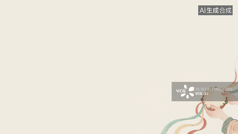 【AI数字艺术】水墨画腰鼓背景右下图片素材