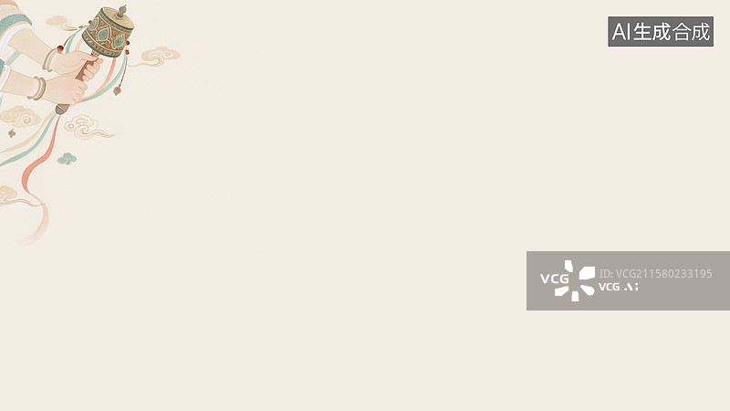 【AI数字艺术】水墨画转经筒背景左上图片素材