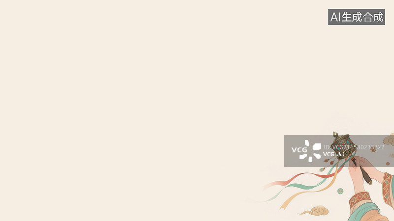 【AI数字艺术】水墨画转经筒背景右下图片素材