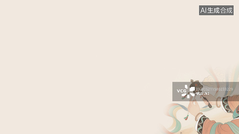 【AI数字艺术】水墨画转经筒背景右下图片素材