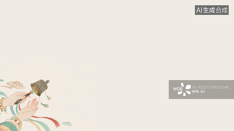 【AI数字艺术】水墨画转经筒背景左下图片素材