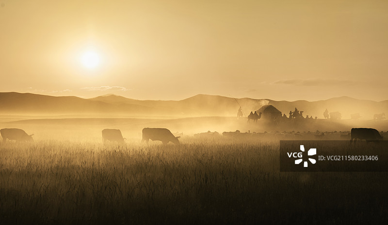 西乌珠穆沁草原牧歌图片素材