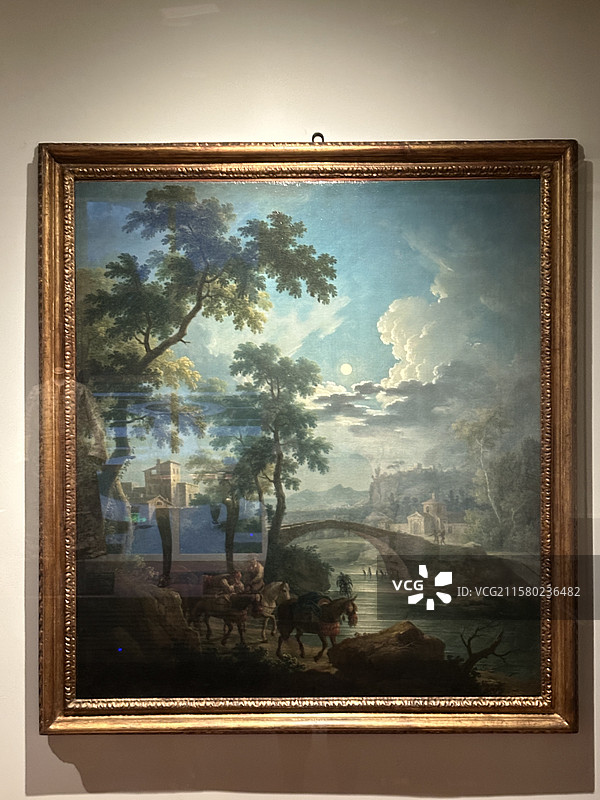 《乡村夜晚》，典雅之冠-18世纪意大利宫廷生活与艺术展览，广东省博物馆展览的文物图片素材