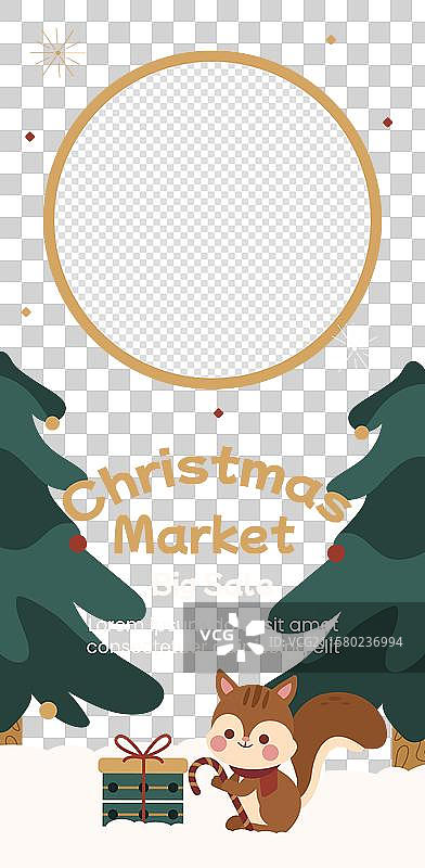 圣诞市场的平面垂直横幅模板图片素材