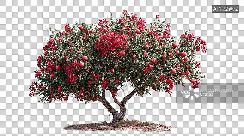 【AI数字艺术】盛开的石榴树图片素材
