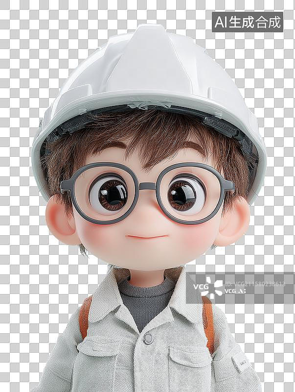 【AI数字艺术】戴安全帽的小男孩图片素材