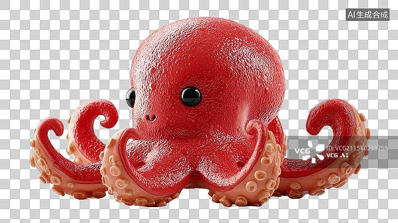 【AI数字艺术】红色卡通章鱼形象图片素材