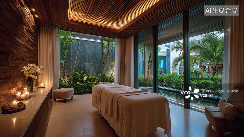 【AI数字艺术】自然纹理奢华SPA房图片素材