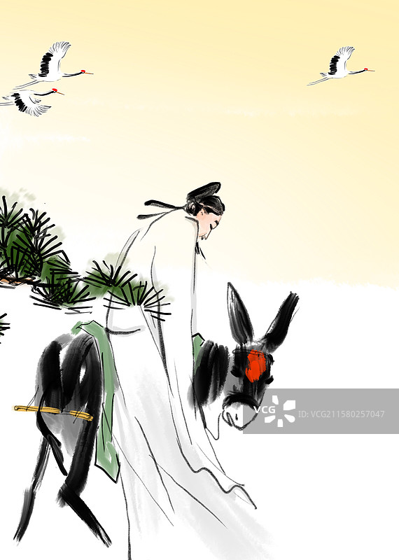 白居易,唐代 古代 文学 诗人 人物 插画图片素材