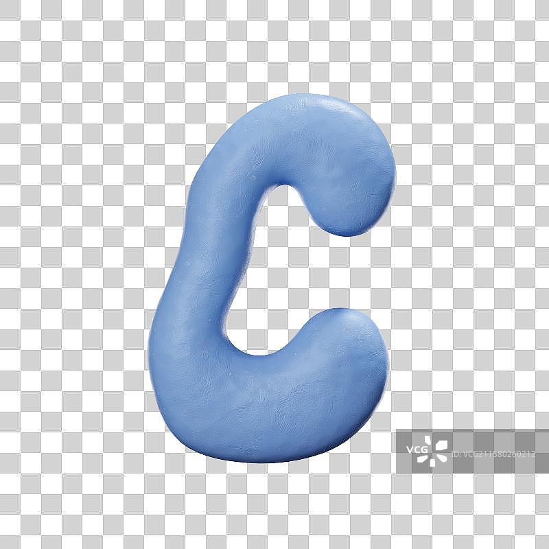 3D手工粘土风格大写英文字母C图片素材