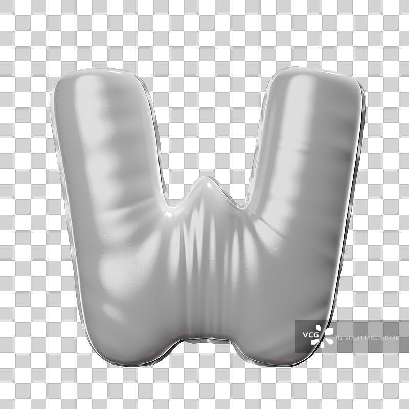 3D彩色充气气球风格字母W图片素材