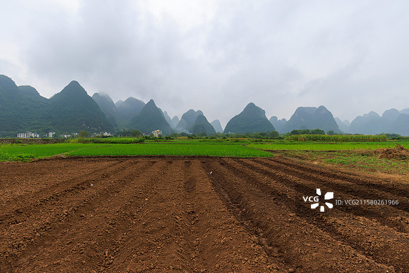 著名旅游城市桂林阳朔十里画廊的田园风光图片素材