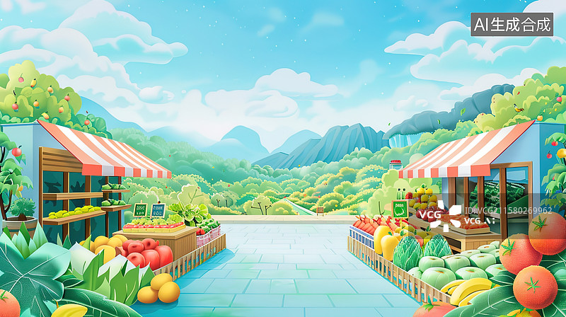 【AI数字艺术】纸艺森林中的温馨购物时光图片素材