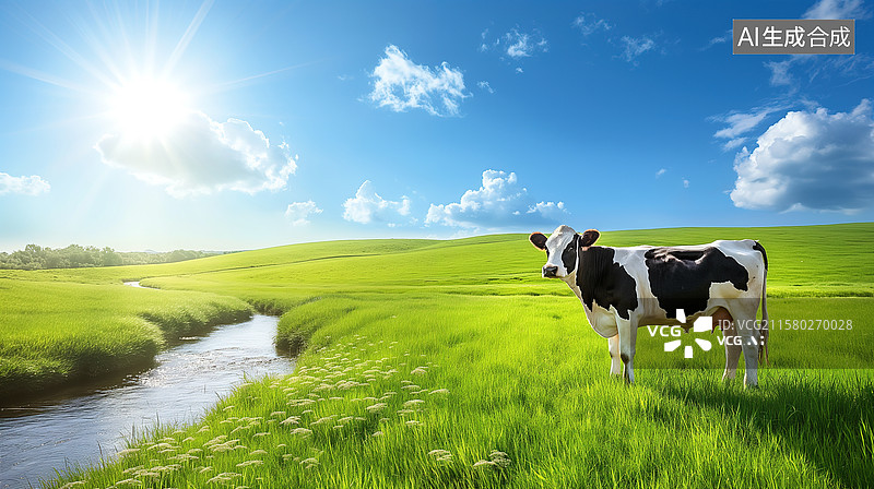 【AI数字艺术】绿色牧场场景图片素材