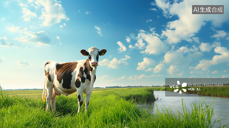 【AI数字艺术】绿色牧场场景图片素材