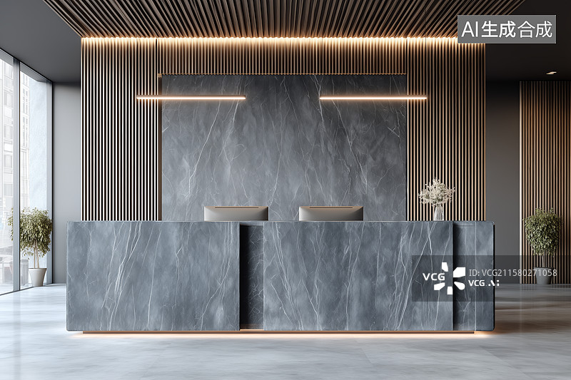 【AI数字艺术】公司酒店大堂前台图片素材