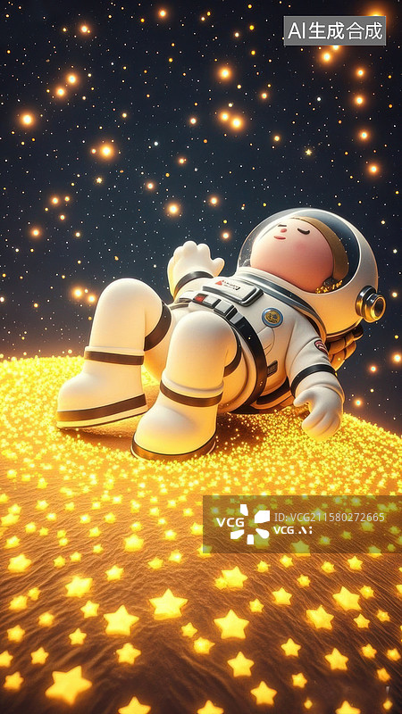【AI数字艺术】宇航员在星空下休息图片素材