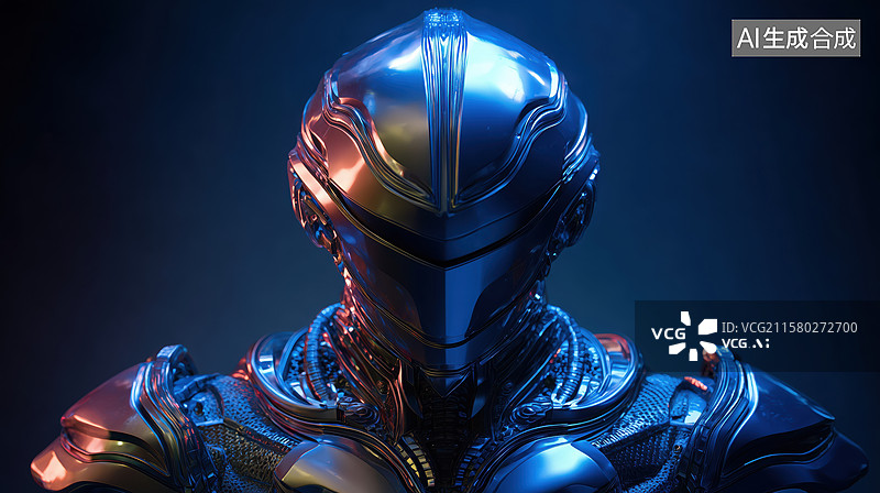 【AI数字艺术】科技未来强悍的智能机器人装甲战士3D立体插画图片素材