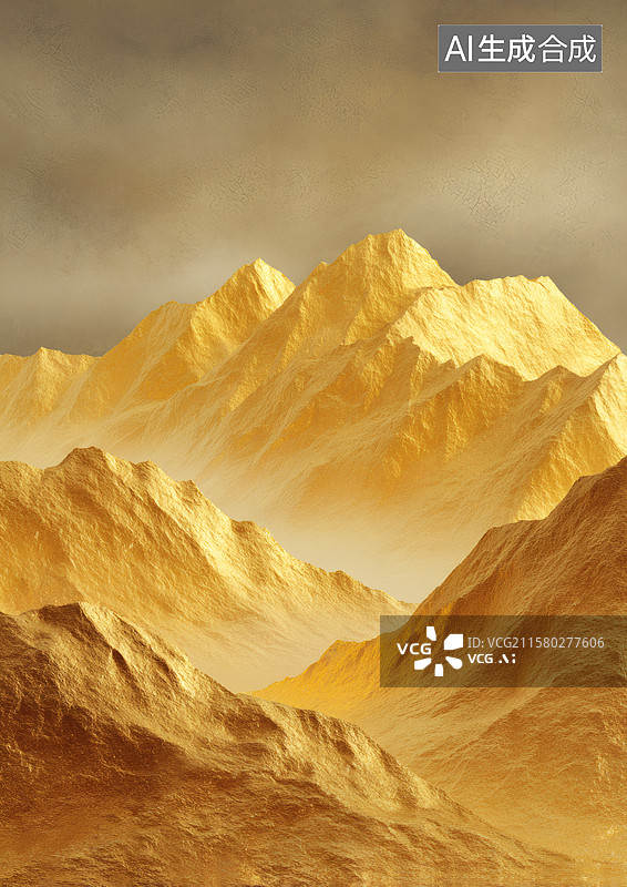 【AI数字艺术】象征财富的金山金水图片素材