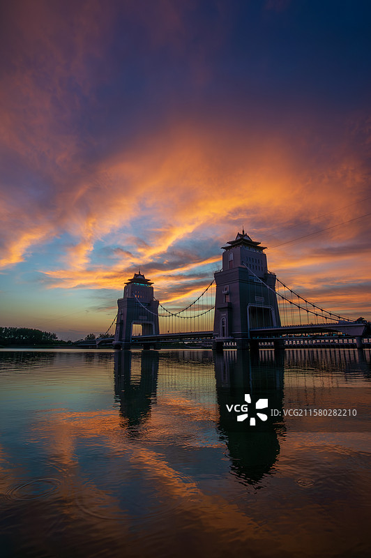 夏日扬州万福大桥晚霞图片素材