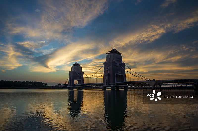 夏日扬州万福大桥晚霞图片素材